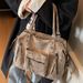 Large Capacity Vintage Tote Bag With Crossbody Strap, Soft Faux Leather Shoulder Bag For Daily Use, Light Luxury Stylish Handbag For Work And Travel_voghion.com