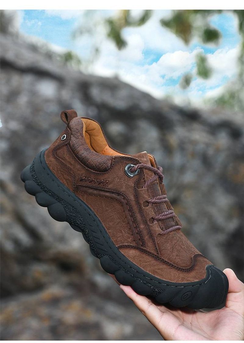 Herren Herbst und Winter Outdoor Wanderschuhe, die erste Schicht aus Rindsleder Freizeitlederschuhe, Leder dicke Sohle_voghion.com