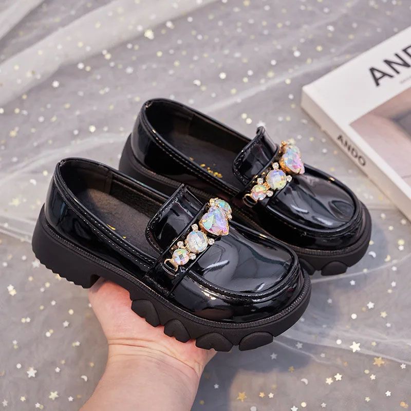 Jarní podzimní dětská móda z kůže pro dívky, svatební párty, dětský trend s vodním vrtákem, elegantní princeznovské boty_voghion.com