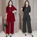 Fashionable Plus Size Women's Suit New 2025 Autumn Winter Wide Taipai Slimming Stylish Women's Clothing Three-Piece Set_voghion.com