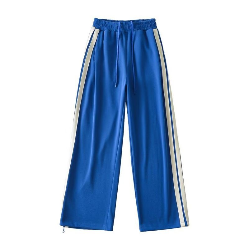 Pantaloni sportivi da donna in stile college retrò con bordo bianco laterale e coulisse elastica a vita alta, nuovi pantaloni autunnali alla moda_voghion.com