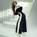 Women's Clothing Casual Lounge Set Fashion Loose Zip-Up Hoodie Color Block Tracksuit With Pants_voghion.com