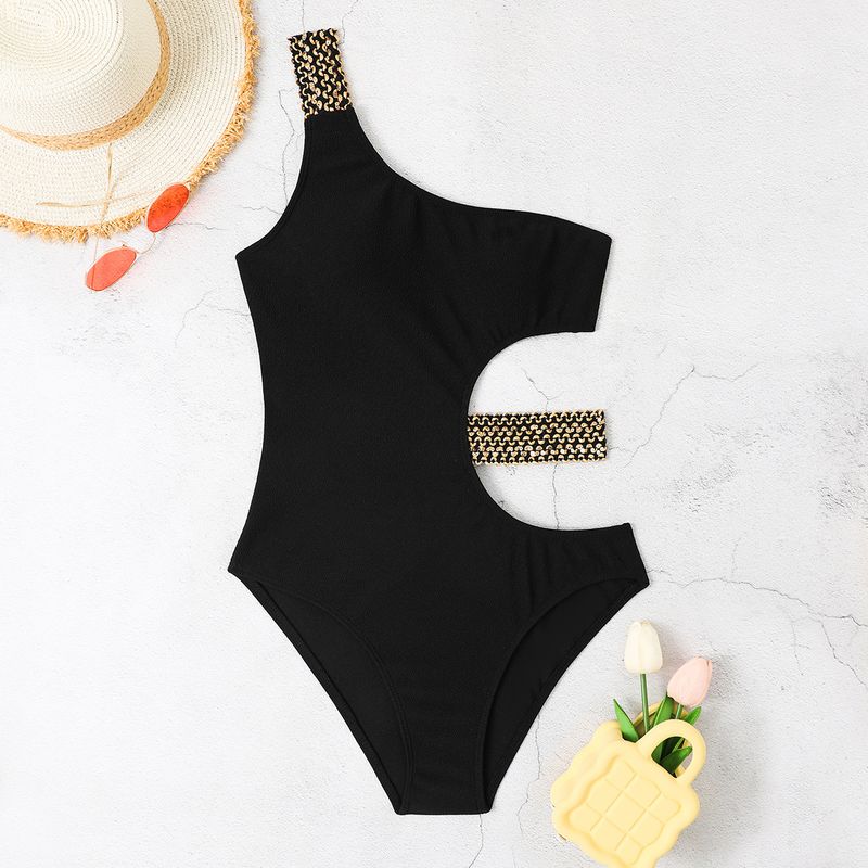 Women's fashion one-piece sexy slim one-shoulder briefs bikini swimsuit women's swimwear wholesale_voghion.com