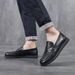 2025 Casual High-end Leather Lazy Loafers, Soft Soled Bean Shoes, Men's Square Toe Shoes_voghion.com