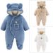 Mother & Kids Baby Winter Outfit Fleece-Lined Hooded Romper For Newborns & Infants (0-12M) - Soft Unisex Jumpsuit With Snap Buttons, A-Class Safety_voghion.com