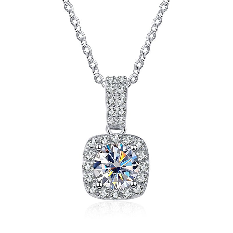Tancise 1/2 Karat Moissanite Halskette für Frauen Versilberung Pt950 Nicht Allergie Quadratisch Eingelegt Luxus Anhänger Schmuck_voghion.com