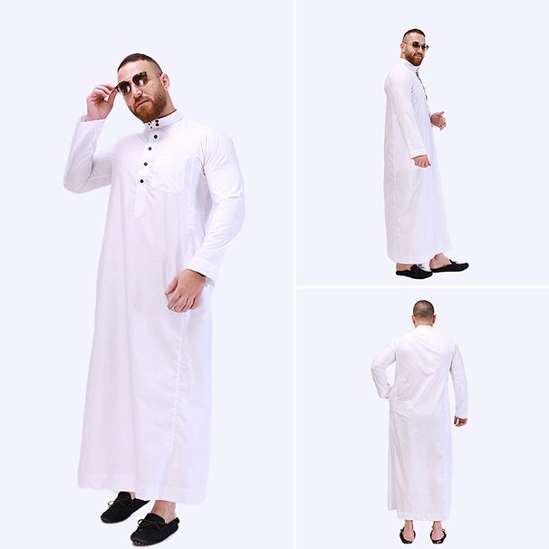 Nuovo abito arabo musulmano bianco alla moda Dishdash_voghion.com