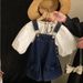 Kid's Clothing 2024 spring and summer new girls' temperament lantern sleeve shirt bow denim suspender skirt set_voghion.com