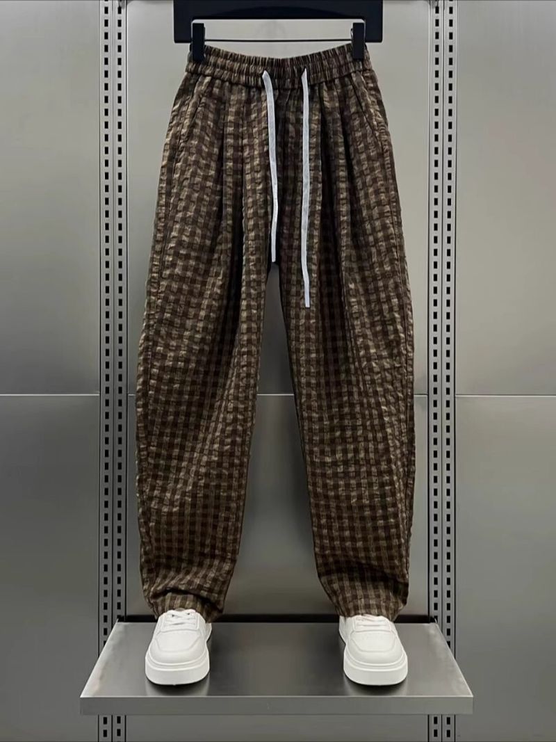 ​Lässige Herrenhose mit geradem Bein und Blasengitterstruktur – leichtes, atmungsaktives Gewebe für Frühling und Sommer​_voghion.com