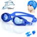 Swimming Suit Waterproof Goggles Silicone Swimming Goggles + Pu Swimming Cap + Silicone Nose Clip Earplugs Set_voghion.com