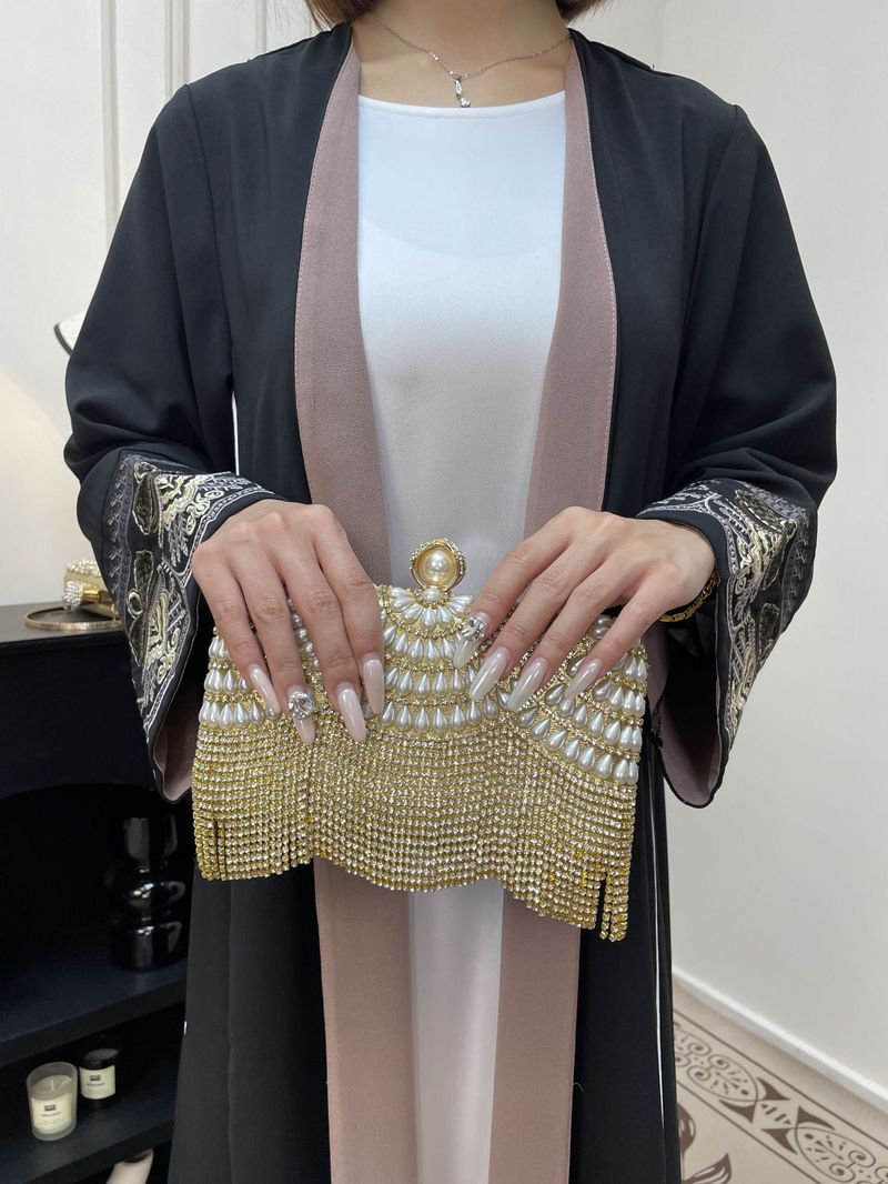 Vêtements pour femmes Vêtements pour femmes musulmanes Abaya Jupe longue Manteau brodé Robe Robe_voghion.com
