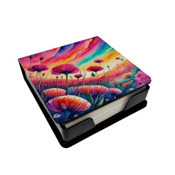Dianthus In Color PU Leather Note Paper Holder With Artist-Designed Cover, Desk Accessory, Office Gift_voghion.com