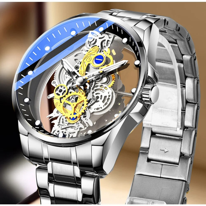 New Transparent Hollow Fully Automatic Mechanical Watch for Men's Watch, Waterproof and Luminous Quartz Watch for Men_voghion.com
