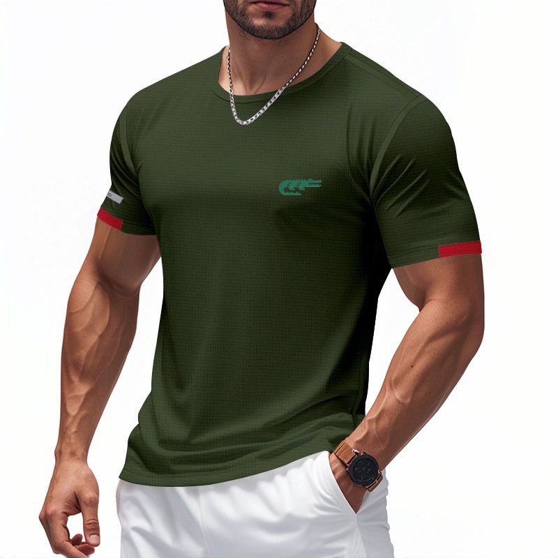 T-shirt à manches courtes et col rond pour homme, vêtement de sport d'été respirant à séchage rapide, imprimé crocodile_voghion.com