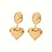Orecchini pendenti a forma di cuore irregolari in acciaio al titanio INS per donna, placcati in oro 14K e lucidati_voghion.com