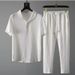 Men's Clothing 24 Summer Ultra-thin Half Sleeve Ice Silk Linen Suit Men's Cotton And Linen Two-piece Suit_voghion.com
