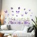 Lila Schmetterling Blumenhaufen PVC selbstklebendes Papier N1885 Wohnzimmer Bett entfernbare Wandaufkleber_voghion.com