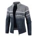 2024 new men's zipper cardigan color blocked casual knit stand up collar sweater jacket_voghion.com
