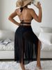 rückenfreier einteiliger Badeanzug einfarbig sexy intrigant hohler Strand-Mesh-Rock-Badeanzug für Damen_voghion.com