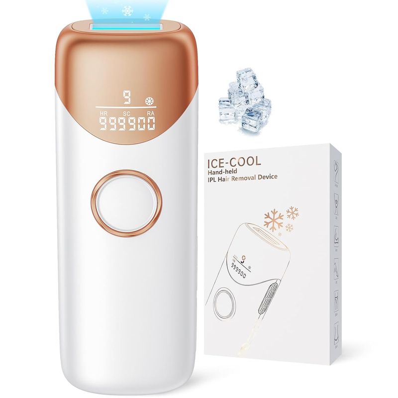 Dispositivo di epilazione laser IPL indolore con raffreddamento a ghiaccio a 5°C, epilazione permanente 3 in 1 per donne e uomini (oro)_voghion.com