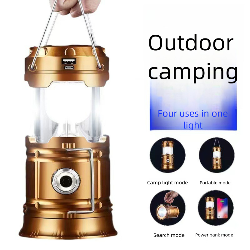 Solaraufladbares, multifunktionales, tragbares Campinglicht für den Außenbereich_voghion.com