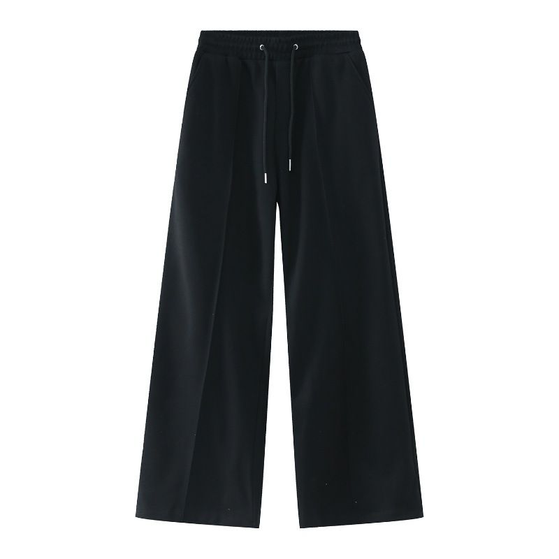 Herrenbekleidung Nische High-End Schwere Jogginghose mit weitem Bein Herbst und Winter Lose Gerade Graue Sport-Freizeithose_voghion.com
