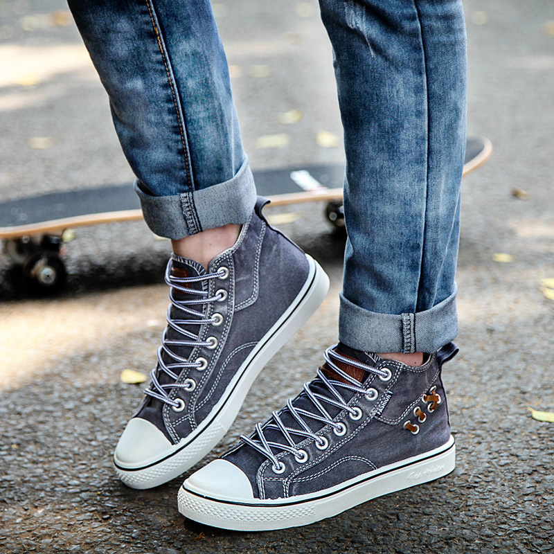 Herren Outdoor Walking Sneakers Canvas Flache Boot Leichte Yachting Zwickel Gepolsterte Freizeitschuhe_voghion.com