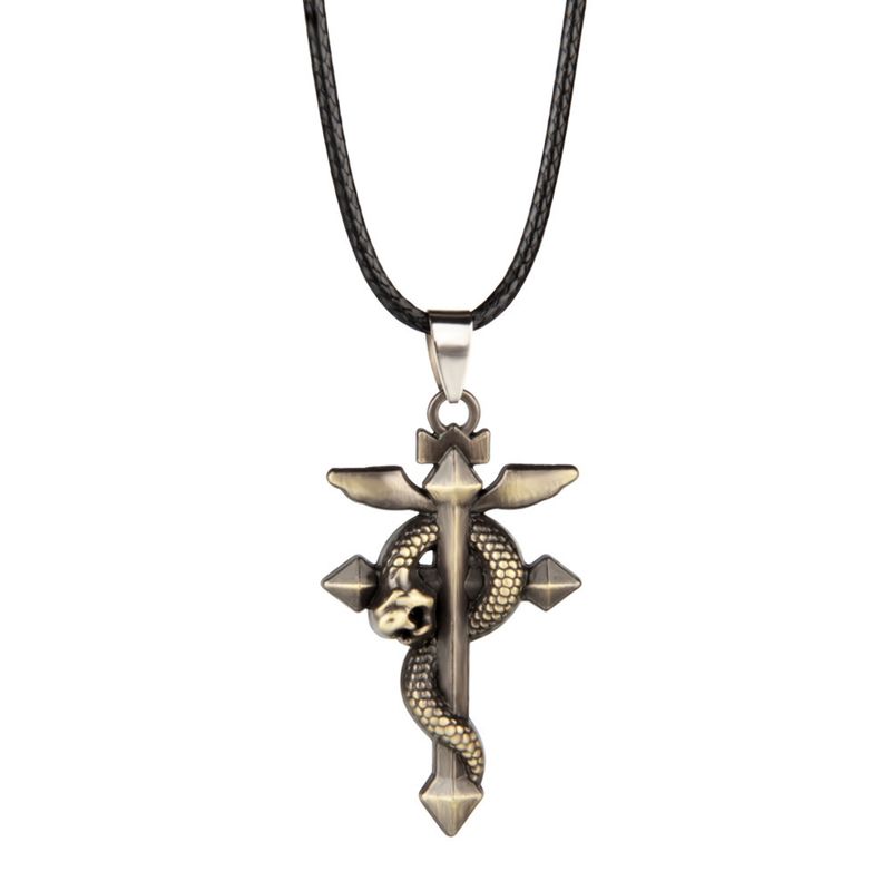 Collier pour homme avec pendentif croix enroulée en serpent, design de niche unique_voghion.com