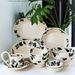 Elegant Black Floral Ceramic Dinnerware Set – 6-Piece Microwave Safe Tableware With Iris Patterns – Vintage-Inspired Stoneware Bowls & Plates_voghion.com