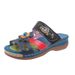 Totem moda donna combinazione di colori sandali con plateau vintage fiore vento nazionale_voghion.com