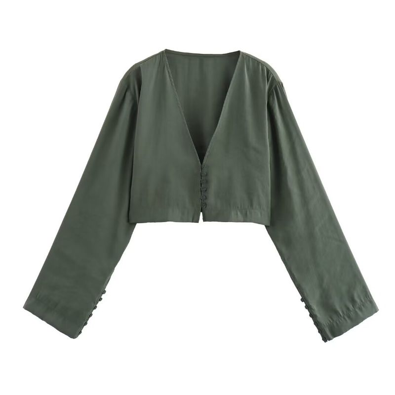 Women's 2024 Summer New Style Printed Neck Hanging Collar Top_voghion.com