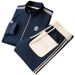 Herrkläder Höst Herr Blå Fritidssportdräkt Herr Tvådelad kostym Modetrend Sidoränder Kläder för par_voghion.com