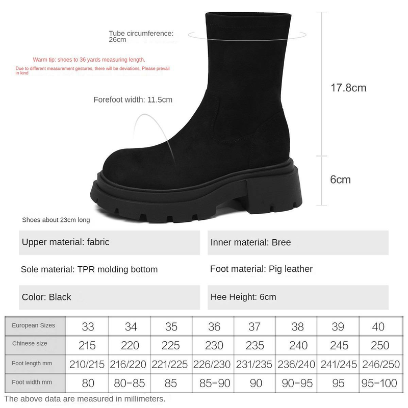 cameido Women's suede elastic short boots with heightening thick soles, slimming boots_voghion.com