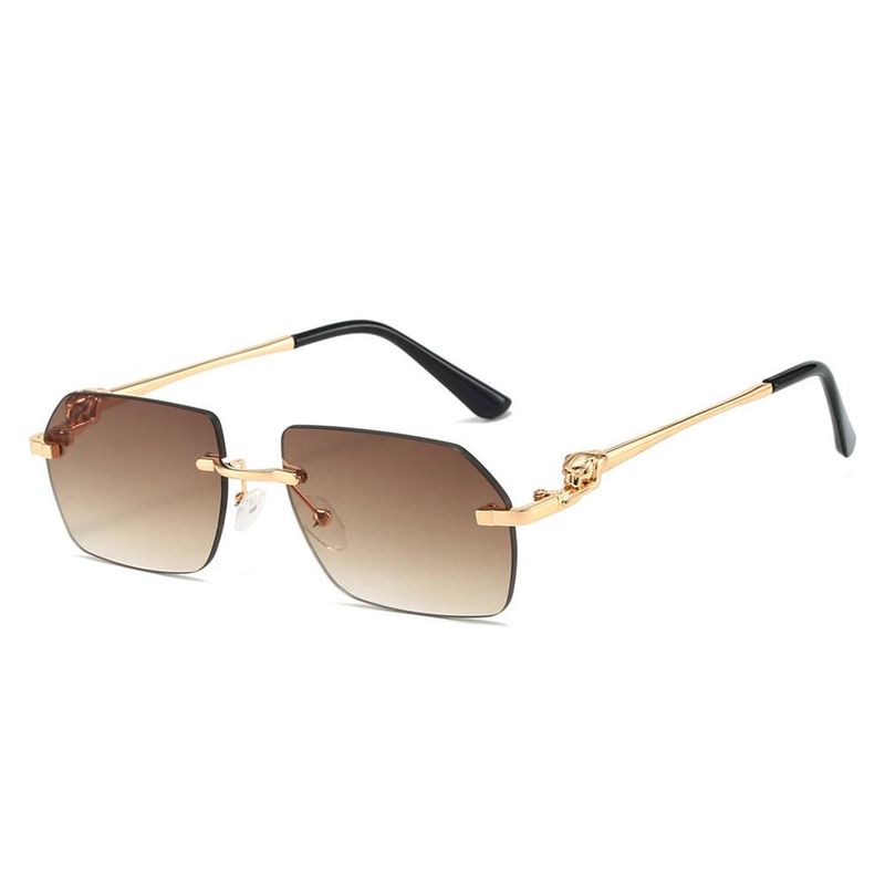 New Europe And The United States Rimless Trim Leopard Temple Sunglasses Female Fashion Special-shaped Street Sunglasses._voghion.com