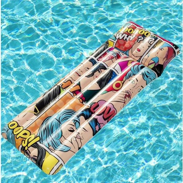 Plavecké kruhy, komiksové plovoucí řady pro dospělé, bazén, malované plovoucí prkno, surfovací prkno, voda, nafukovací vodní postel_voghion.com