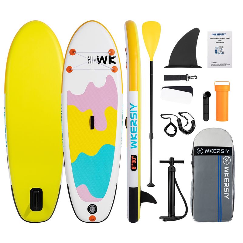 2025 WKERSIY 8ft Green Kids SUP Ultra-Stable Youth Paddle Board, Lightweight & Parent-Friendly Design Surfboard Stand Up Paddle Board Inflatable_voghion.com