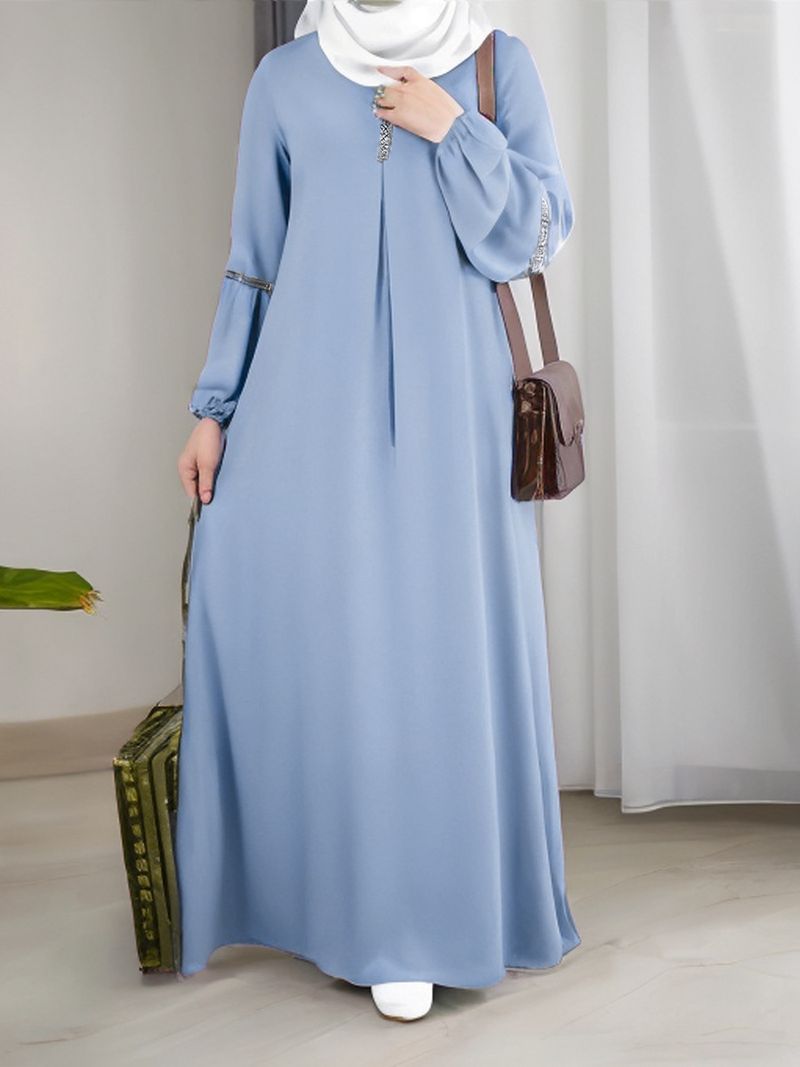 Women's Clothing Fashion long-sleeved Abaya dress Casual sequin sundress outfit_voghion.com