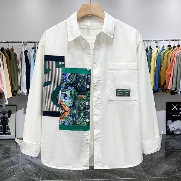 2025. aasta kevad- ja sügisene uus pikkade varrukatega särk, vabaaja trükitud kardiganmantel, masinpestav, triikimist mittev materjalist_voghion.com