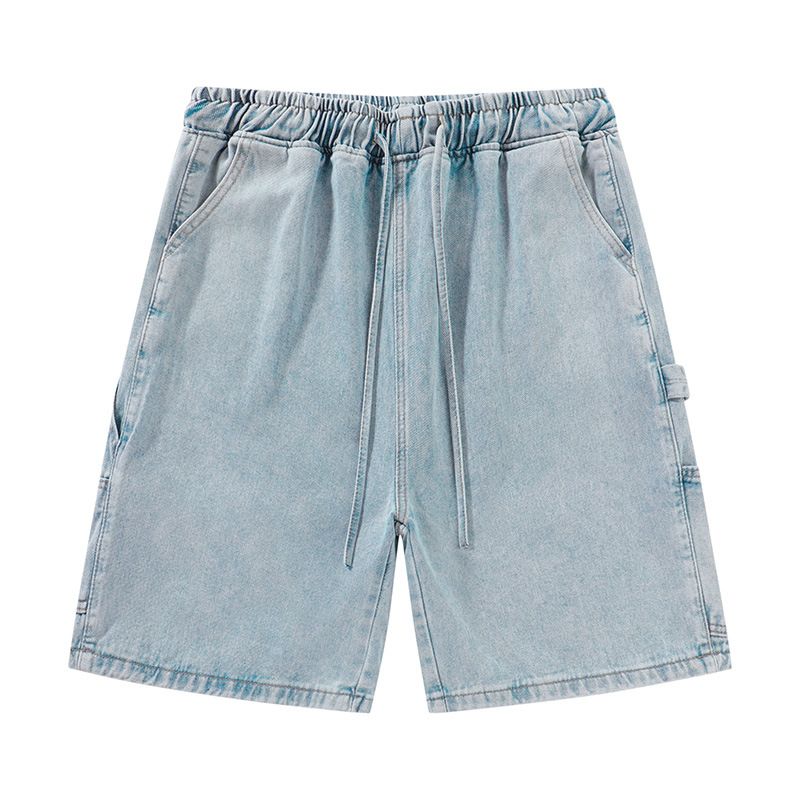 Dünne Fünf-Punkt-Hosen für den Sommer für Herren, lockere große Größen, coole Mittelhosen, trendige Reithose mit elastischer Taille_voghion.com