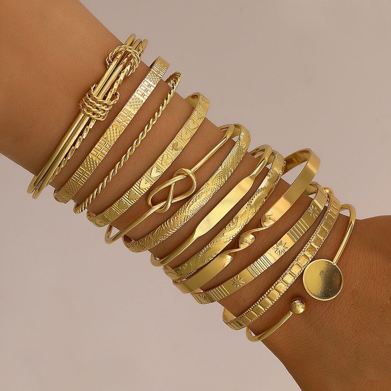 Ensemble de bracelets joncs ouverts à motif diamant exagéré et unique, bijoux rétro en métal pour femmes_voghion.com