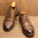 Men's Classic Business Casual Shoes - Retro Style Lace-Up Oxfords With Comfortable Cushioning For Office (Multiple Colors & Sizes Available)_voghion.com