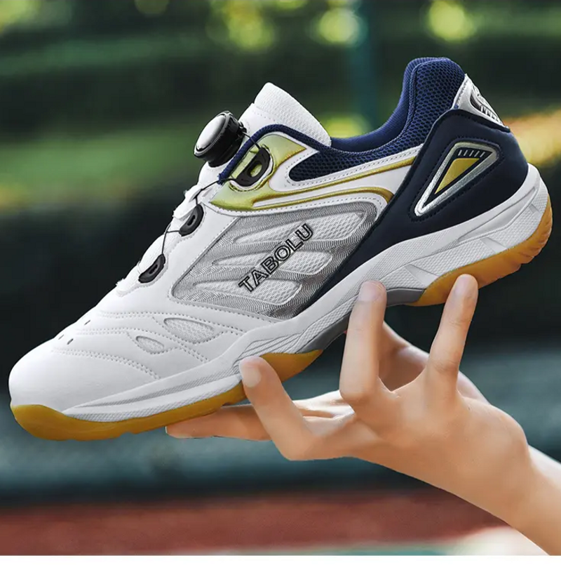 Scarpe da tennis con bottone girevole, traspiranti, ammortizzanti, resistenti all'usura, con fondo super morbido, scarpe da badminton, scarpe sportive generali_voghion.com