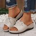 Women's Shoes Round Toe Sandals For Women With Stitching Wedge Heels And Bowknot Comfortable Large Size Sandals_voghion.com