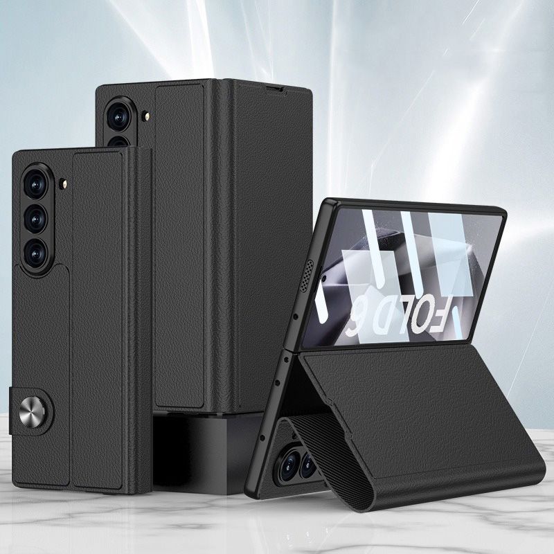 Aplicável à capa de couro tipo concha Samsung zFold6, capa para celular, capa dobrável personalizada para homens, capa protetora com suporte de membrana._voghion.com