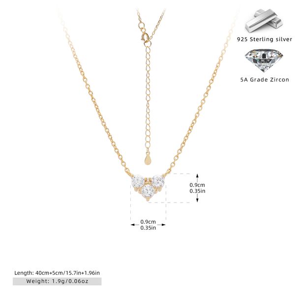 Collana elegante con ciondolo a forma di cuore da donna in argento Sterling 925, catena a strati con diverse opzioni di colore, stile minimalista per l'uso quotidiano._voghion.com