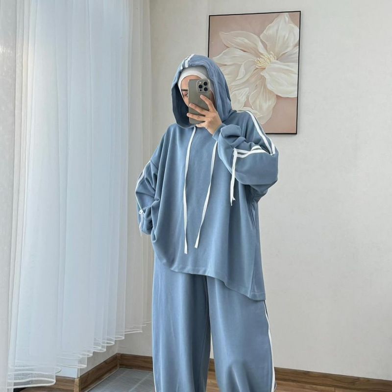 2025 Frühjahr Neue Damen Langarm Kapuze Weite Beinhose Temperament Pendler Mode Anzug_voghion.com