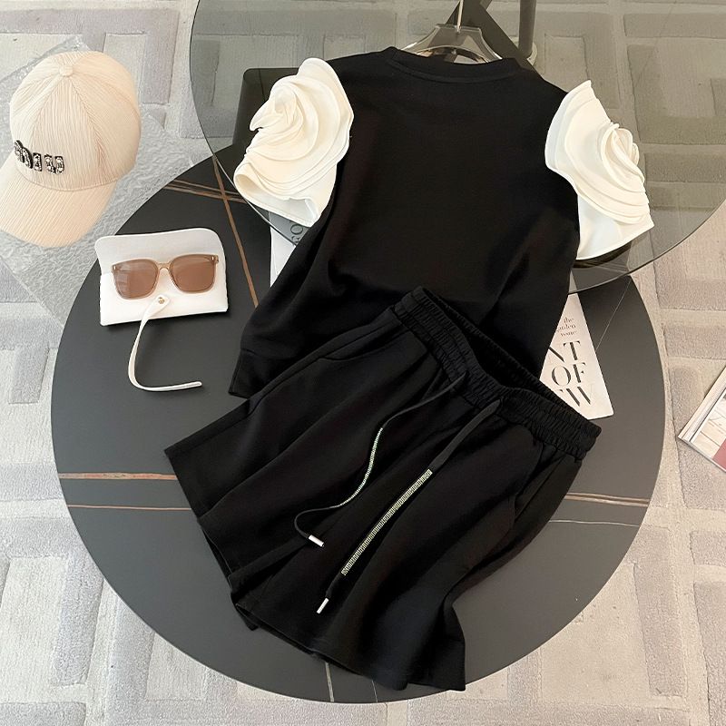 Frauen casual sport kurzarm shorts super fee anzug neue mode junge kleine a-linie zwei-stück anzug_voghion.com