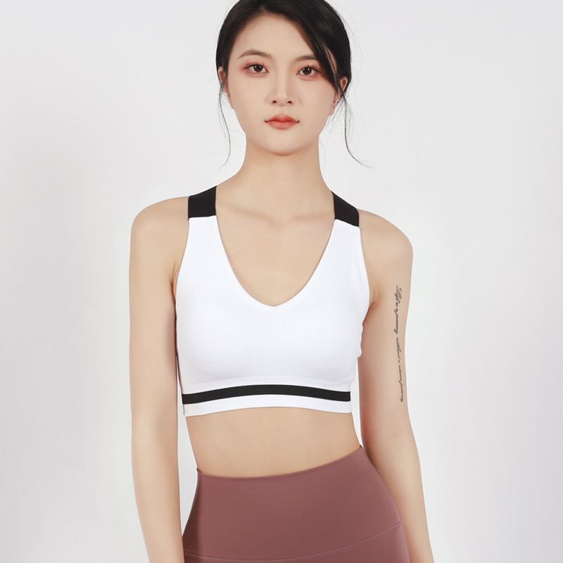 Reggiseno sportivo da donna, con arricciatura alta elastica, antiurto, per yoga e fitness, nuovo modello primaverile ed estivo_voghion.com