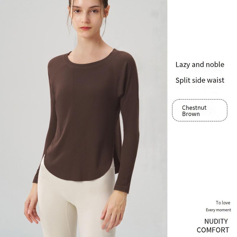 Women's Clothing Loose Sexy Off Shoulder Yoga Tops Casual Drape Sports Long Sleeved Tops_voghion.com
