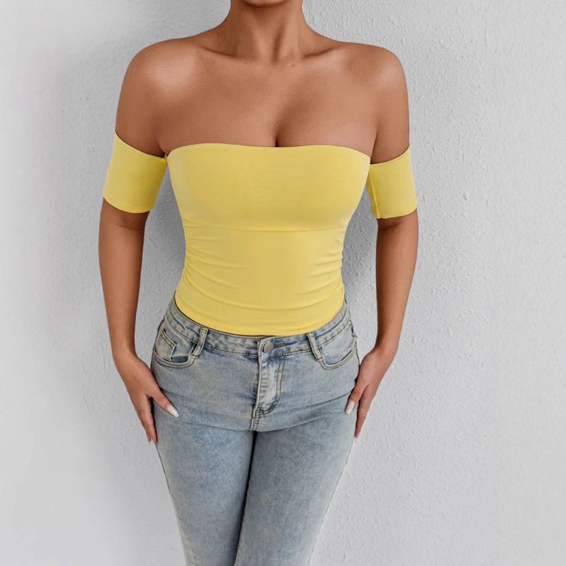 Top a tubino senza spalline con scollatura monospalla, sexy e estivo, da donna, molto venduto_voghion.com